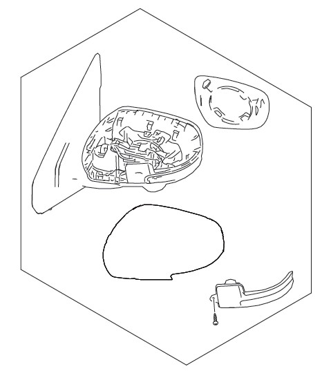 MIRROR ASSEMBLYOUT REAR VIEW RIGHT HAND SIDE  (BLACK)